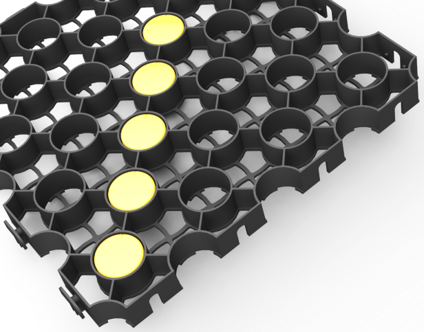 Sudspave is a permeable paving grid system of interlocking cellular plastic porous pavers,